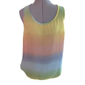 Love‎ j Women's Sz L sheer pastel rainbow tank Unicorn Pastel Soft Girl Feminine